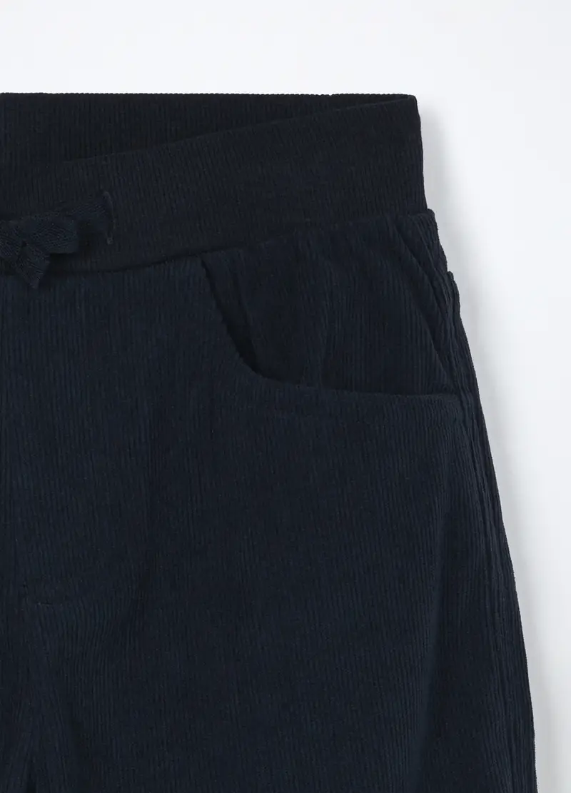 Jogger In Costina Di Velluto Bambino, Nero miniatura 3