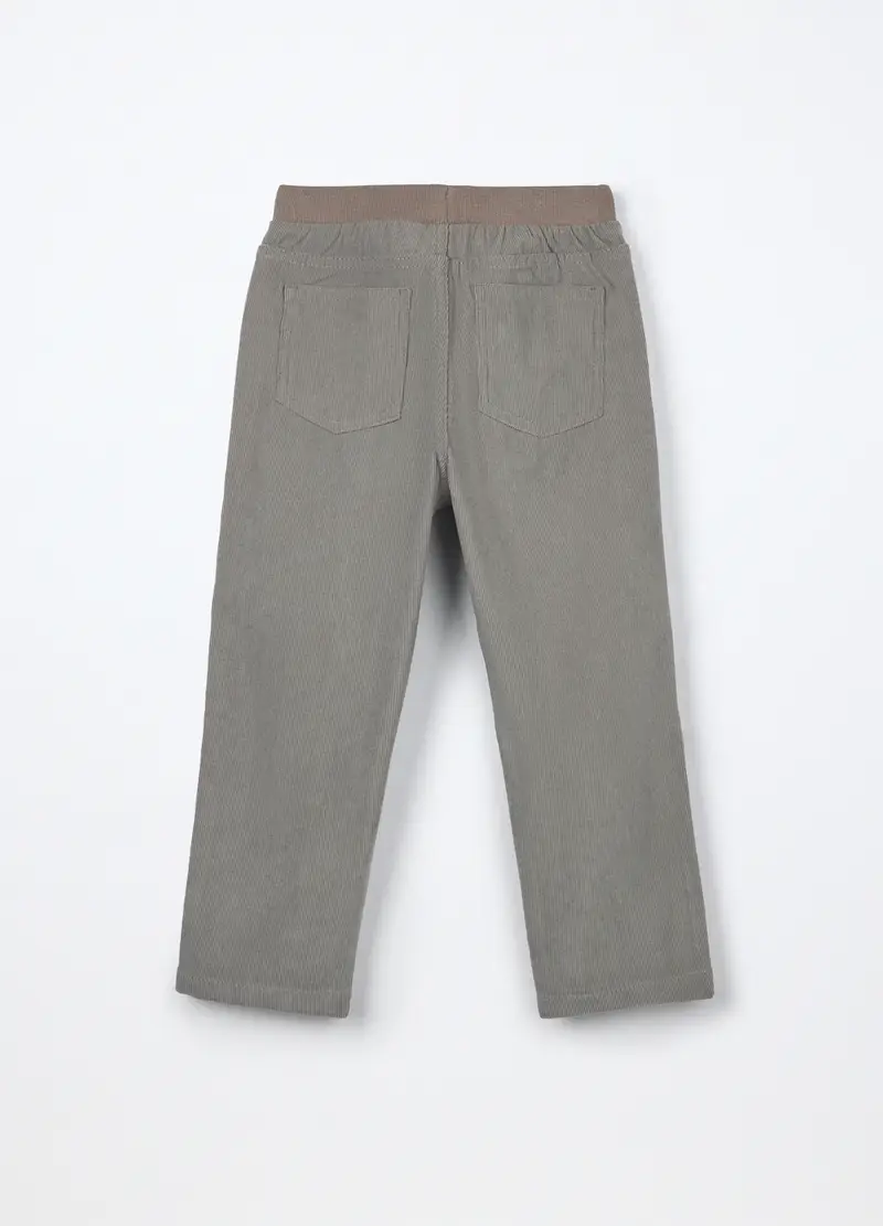 Jogger In Costina Di Velluto Bambino, Verde salvia miniatura 2