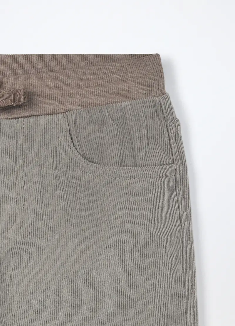 Jogger In Costina Di Velluto Bambino, Verde salvia miniatura 3