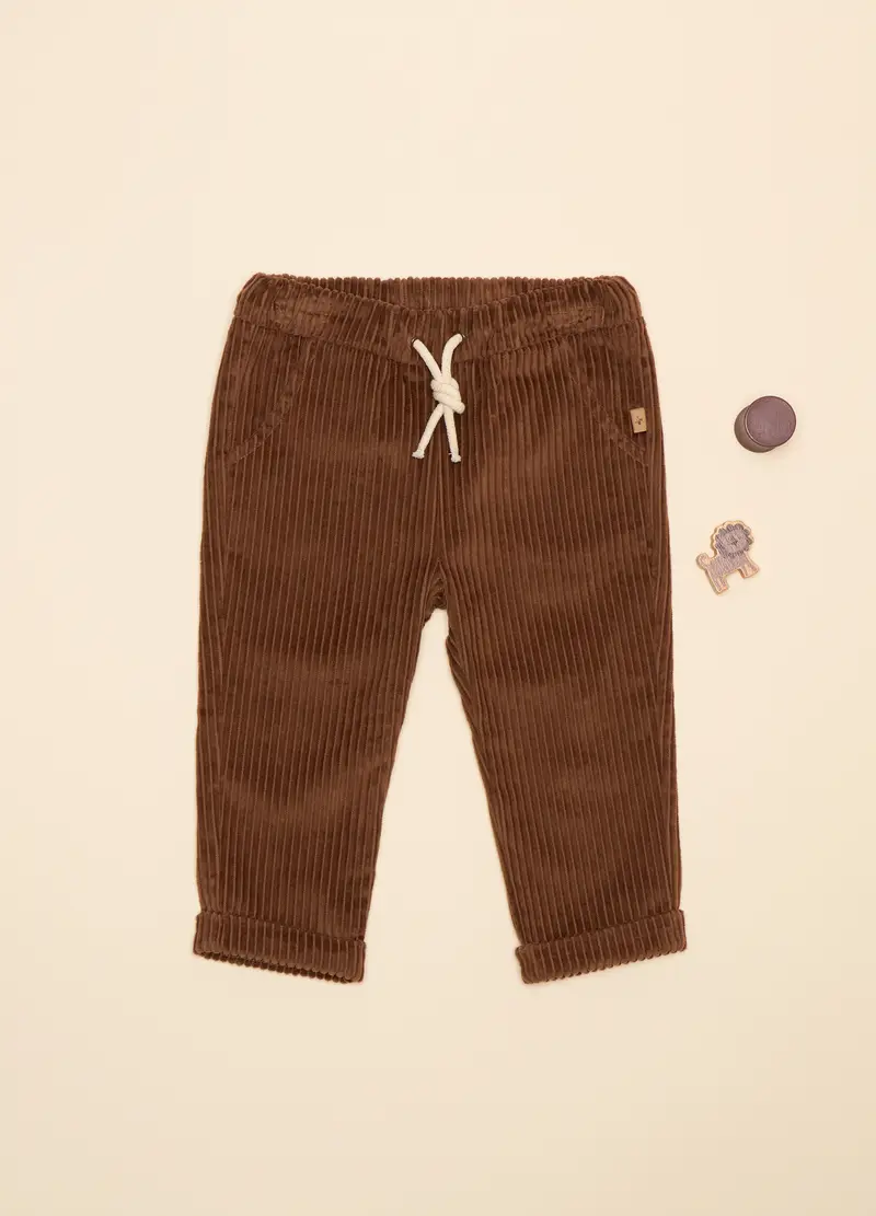 Jogger In Costina Di Velluto, Neonato, Marrone cioccolato