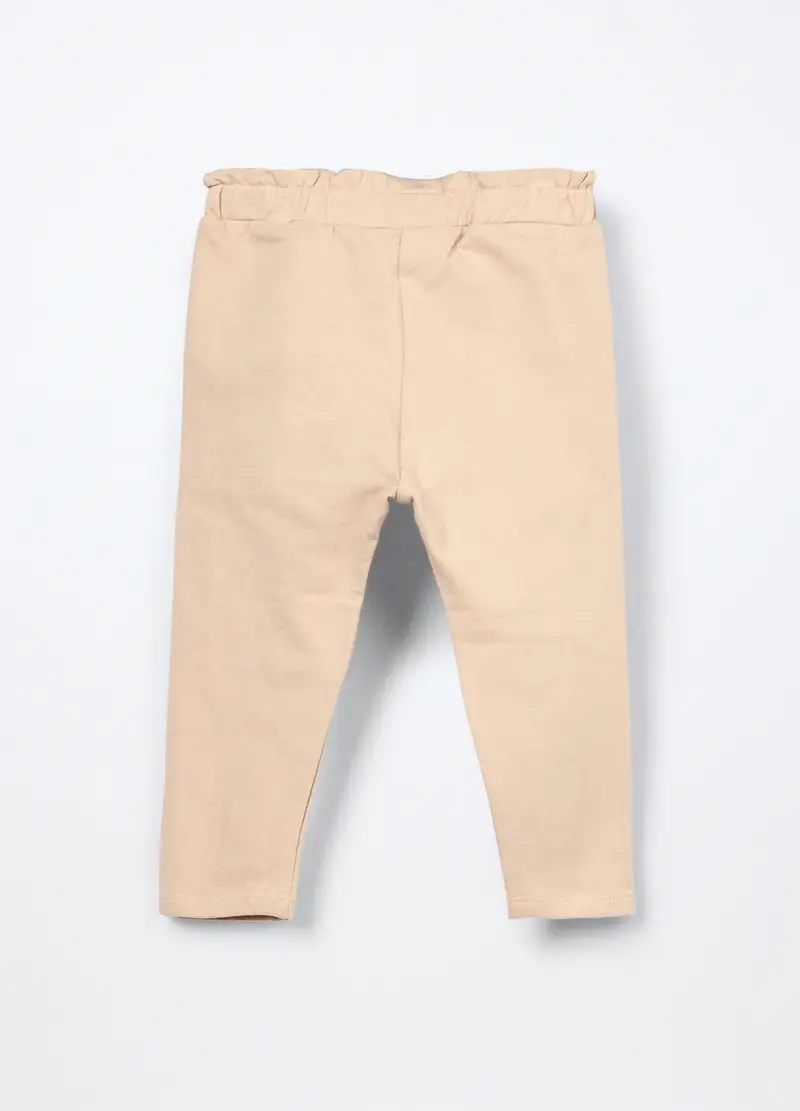 Jogger In Cotone Fleece Stretch Neonata, Bambina, Beige chiaro miniatura 2