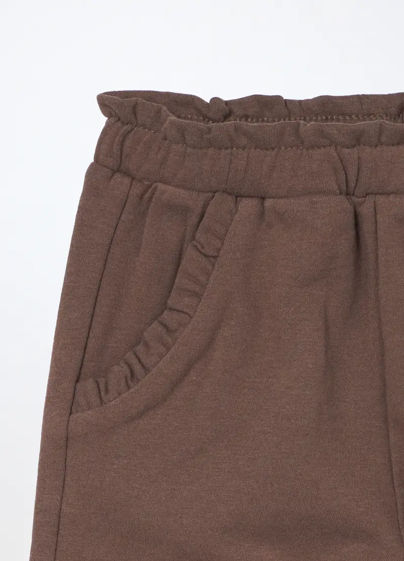 Jogger In Cotone Fleece Stretch Neonata, Bambina, Marrone cioccolato miniatura 3