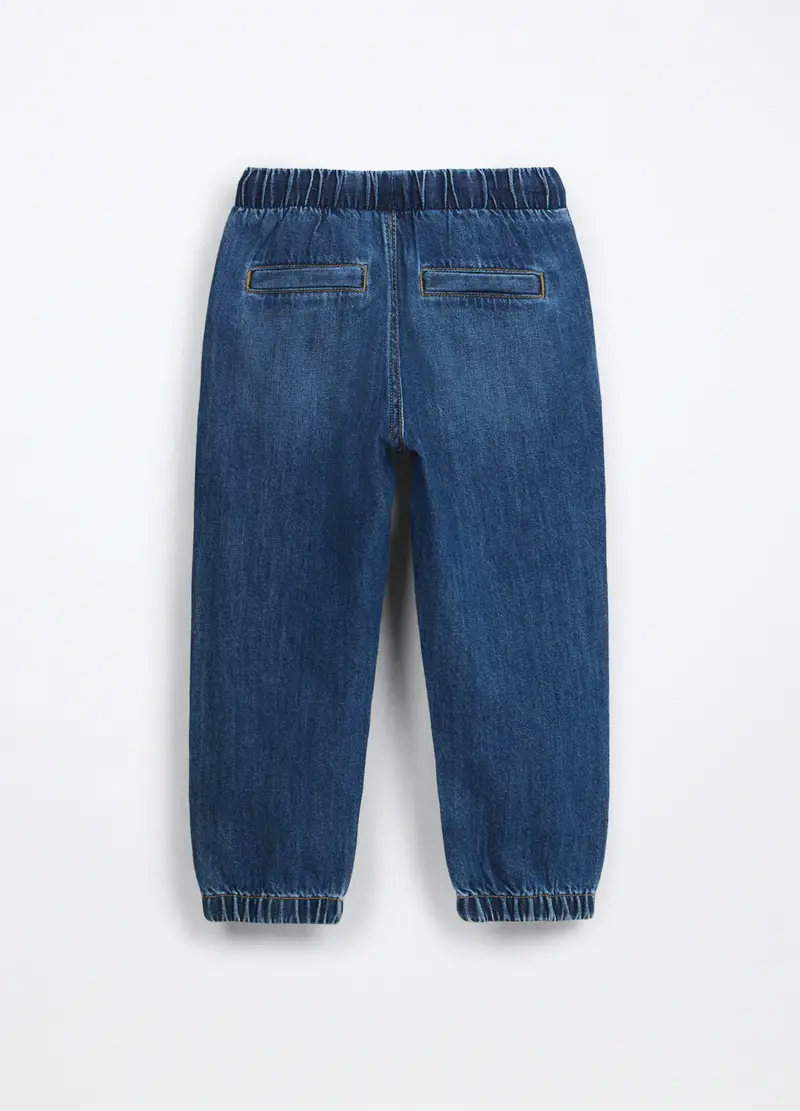 Jogger In Denim Misto Cotone Bambino, Blu denim miniatura 2