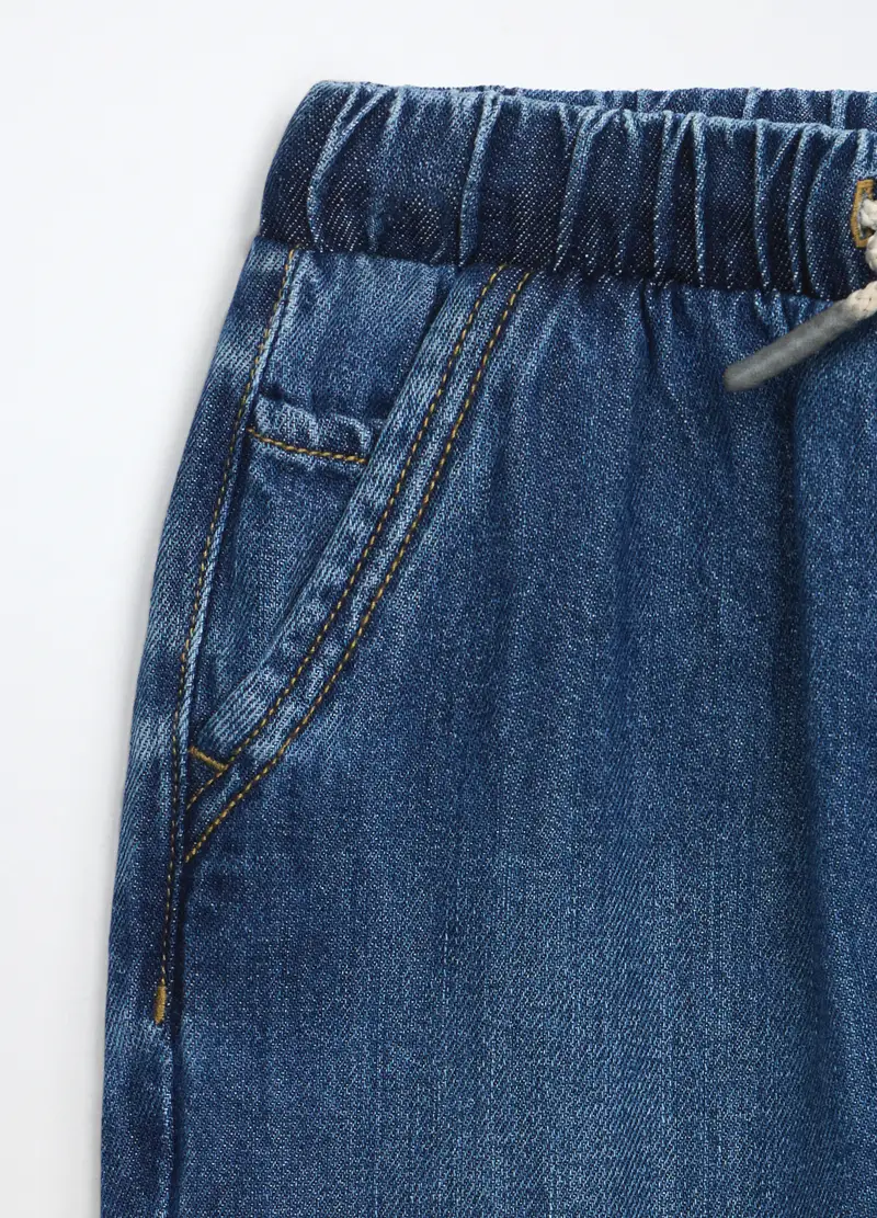 Blukids, Jogger In Denim Misto Cotone Bambino, Blu denim, Taglia: 3-4 miniatura 2