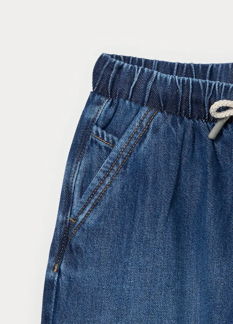 Jogger In Denim Misto Cotone Bambino, Unisex, Blu Bluette miniatura 3