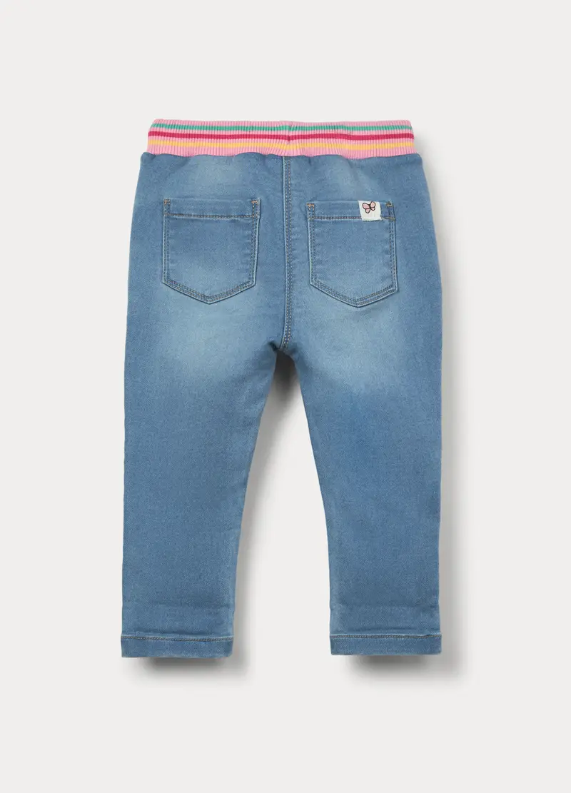 Jogger In Denim Misto Cotone Bimba, Bambina, Azzurro chiaro miniatura 2