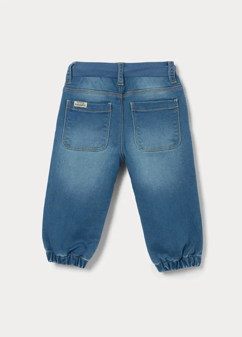Jogger In Denim Misto Cotone Bimbo, Bambino, Blu denim miniatura 2