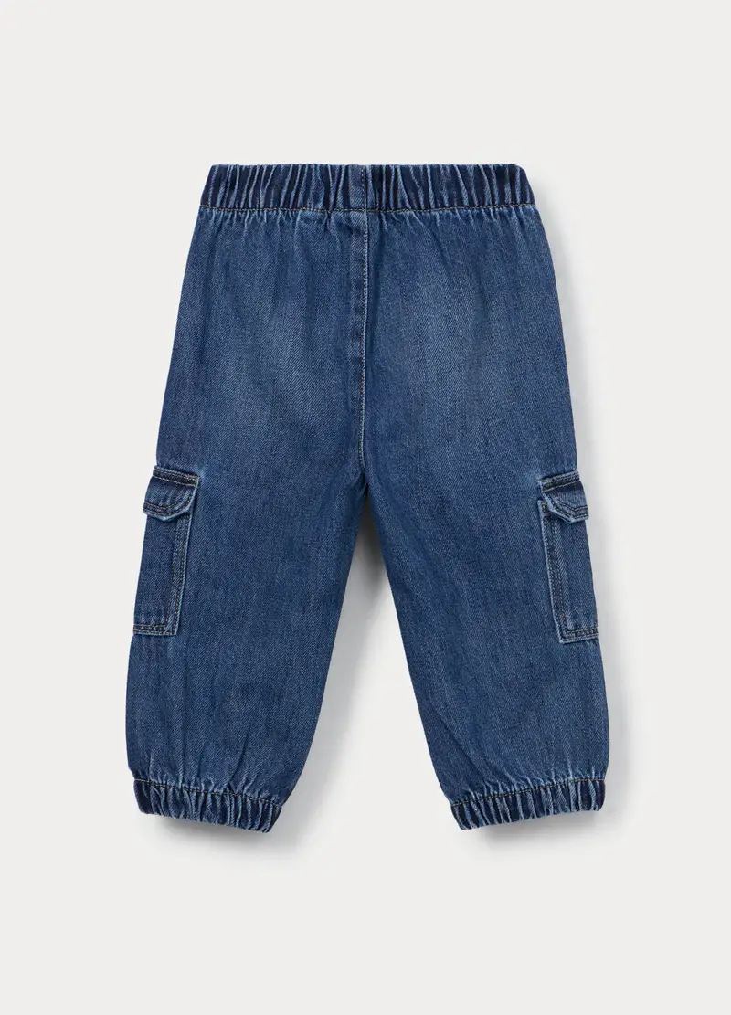 Jogger In Denim Misto Cotone Bimbo, Bambino, Blu denim miniatura 2