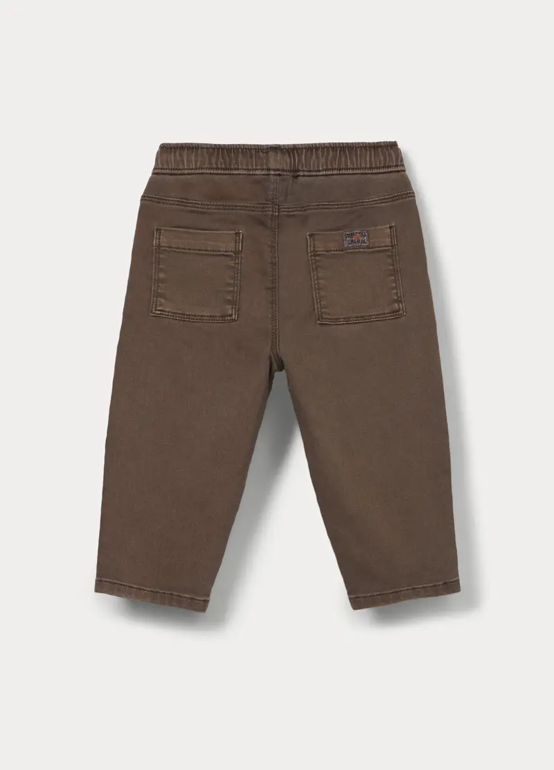 Jogger In Denim Misto Cotone Bimbo, Bambino, Marrone tabacco miniatura 2