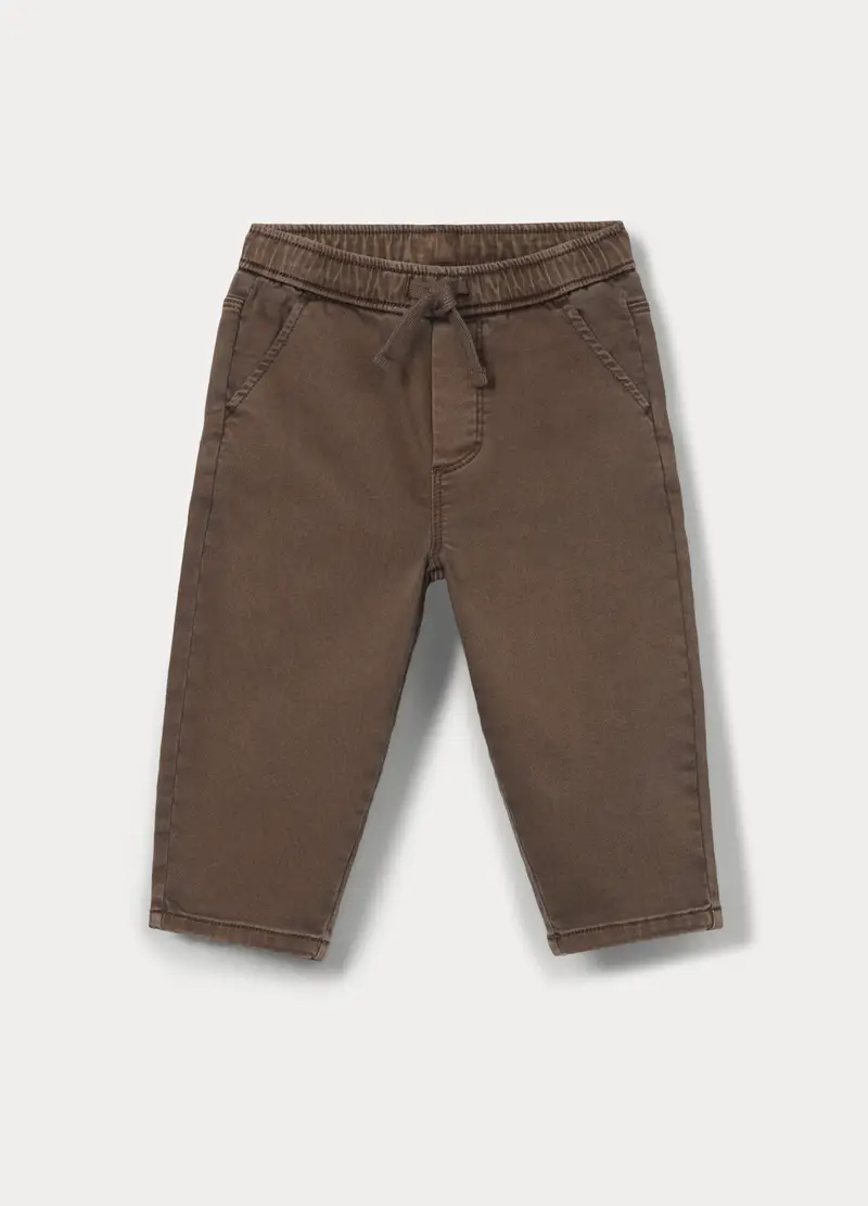 Jogger In Denim Misto Cotone Bimbo, Bambino, Marrone tabacco