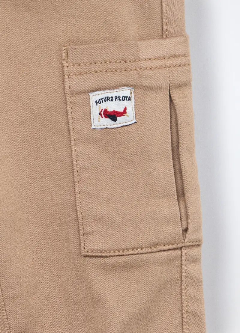 Jogger In Denim Misto Cotone Neonato, Bambino, Marrone chiaro miniatura 3