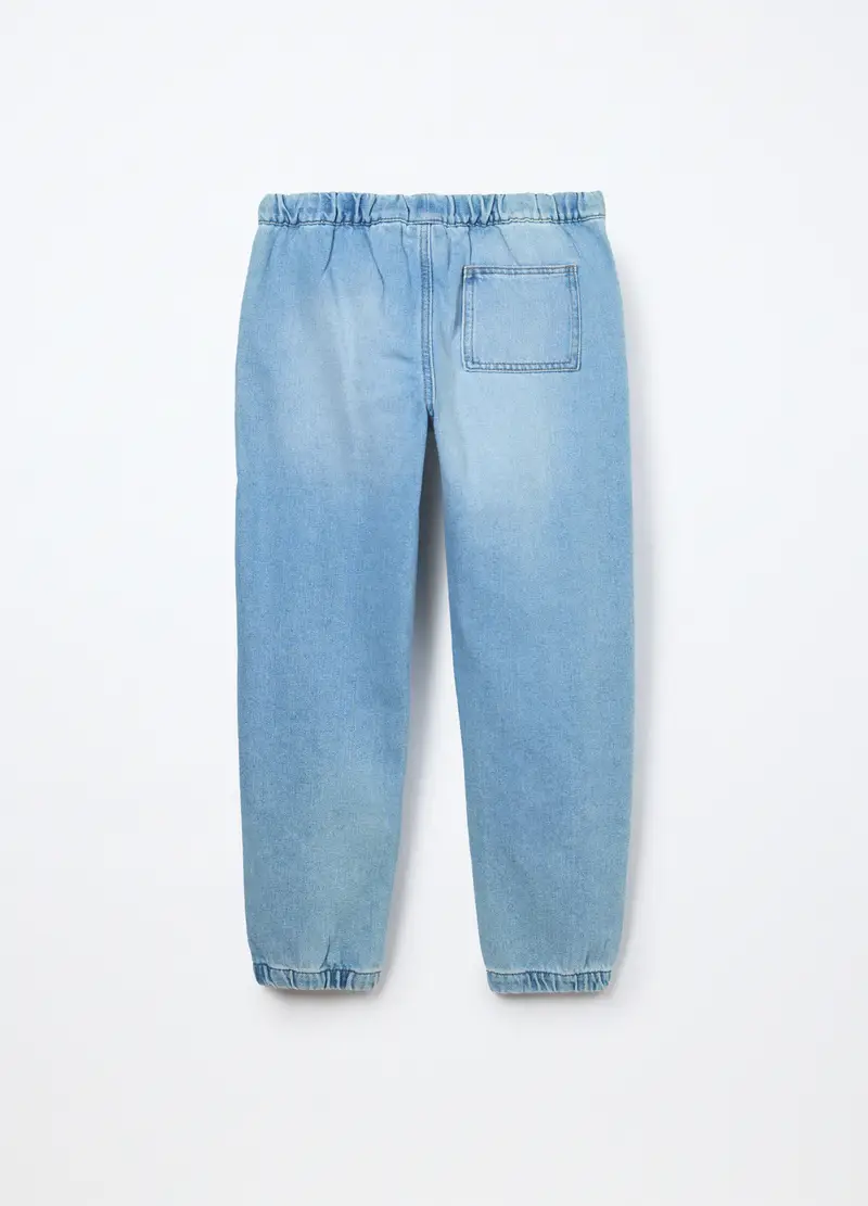 Jogger In Denim Misto Cotone Ragazzo, Bambino, Azzurro chiaro miniatura 2