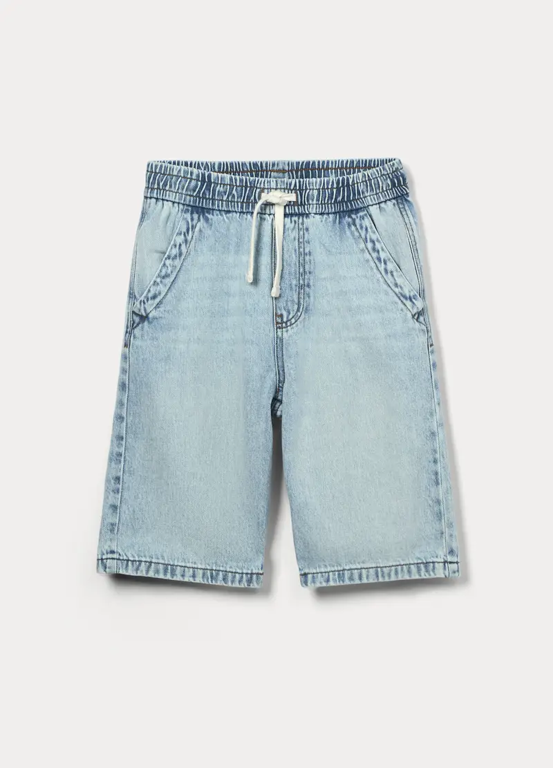 Jogger In Denim Misto Cotone Ragazzo, Bambino, Azzurro chiaro