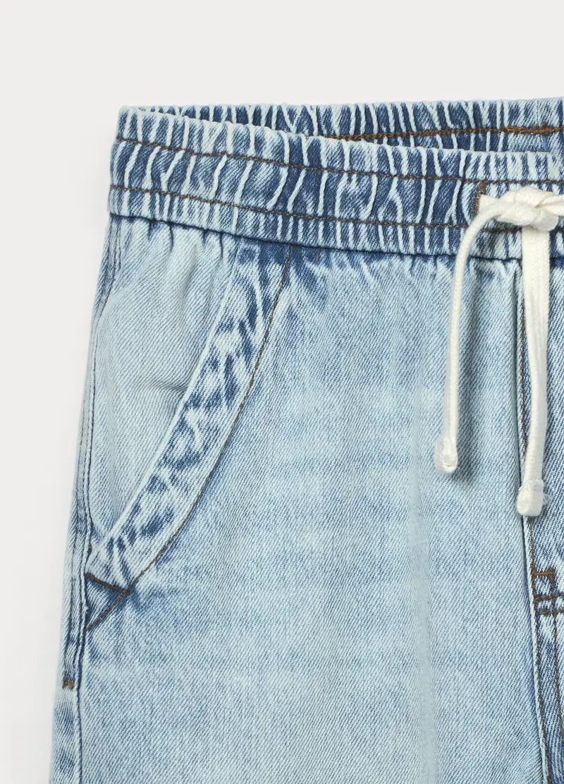 Jogger In Denim Misto Cotone Ragazzo, Bambino, Azzurro chiaro miniatura 3