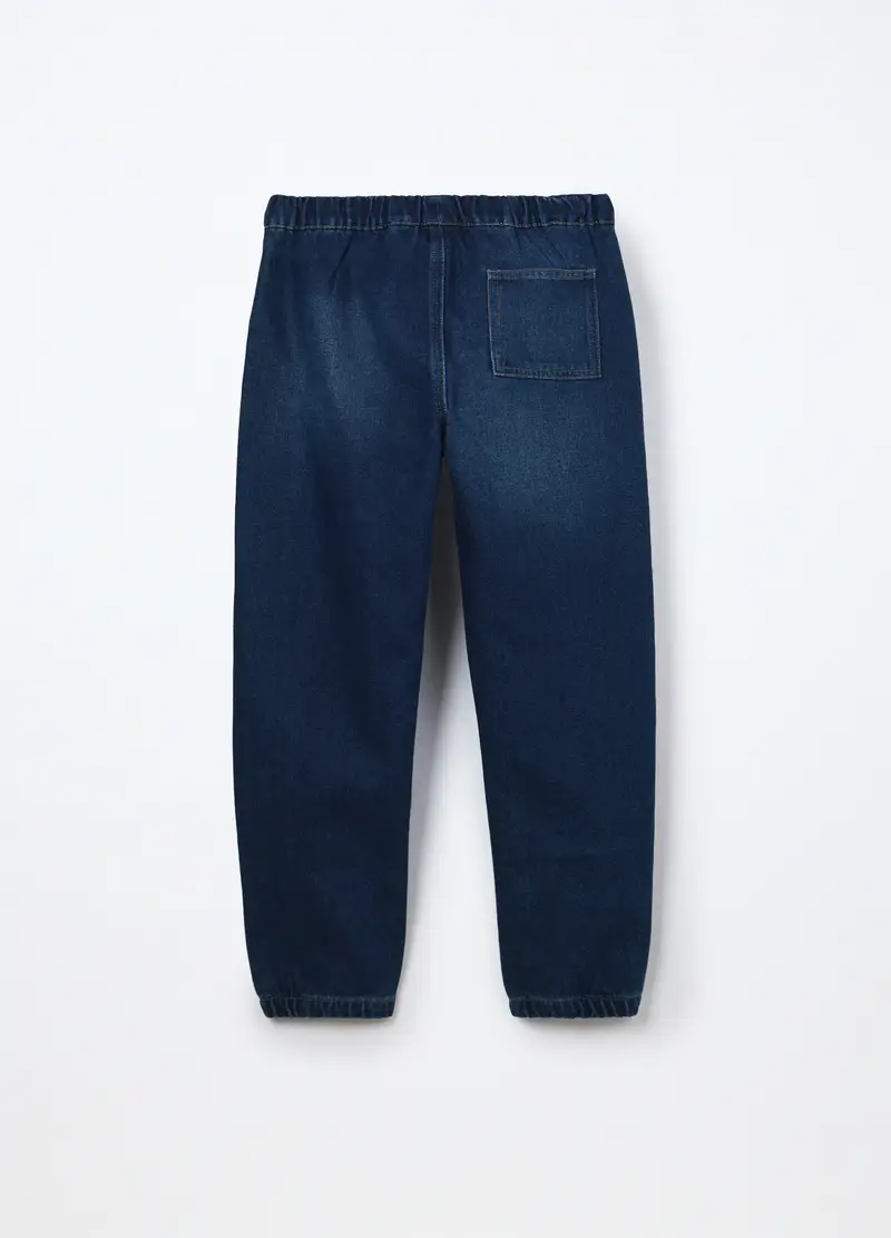 Jogger In Denim Misto Cotone Ragazzo, Bambino, Blu denim miniatura 2