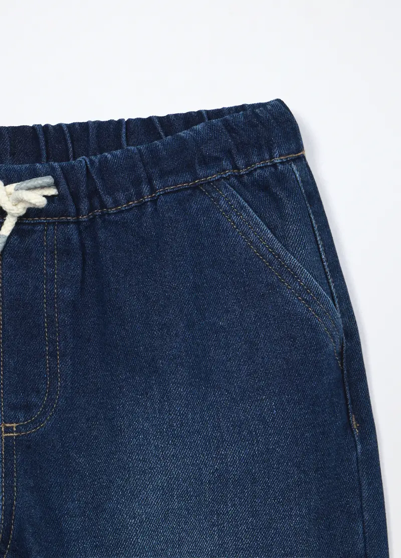 Jogger In Denim Misto Cotone Ragazzo, Bambino, Blu denim miniatura 3