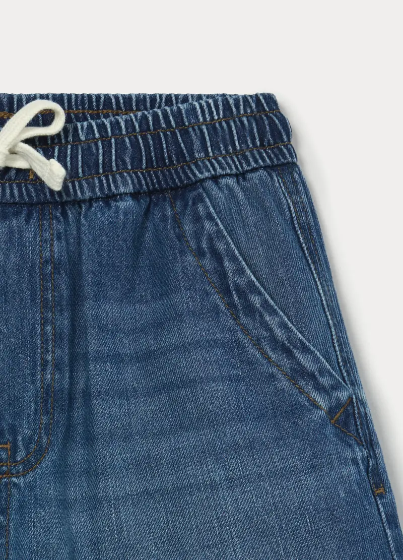 Jogger In Denim Misto Cotone Ragazzo, Bambino, Blu denim miniatura 3