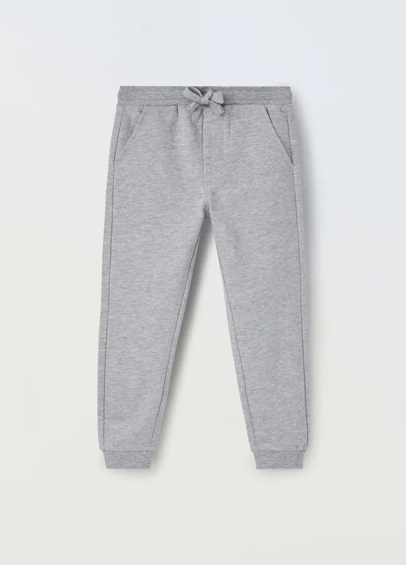 Jogger In Felpa Di Cotone Bambino, Grigio chiaro melange