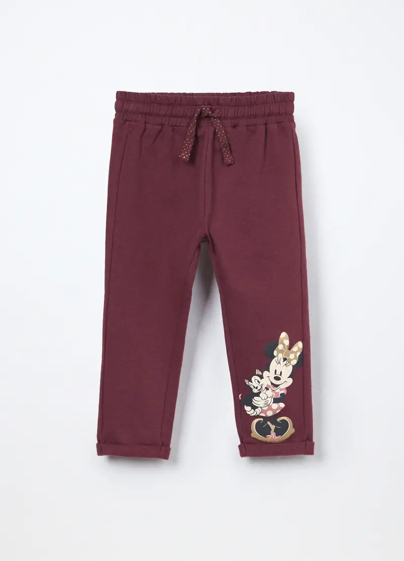Jogger In Felpa Di Cotone Stretch Neonata, Bambina, Rosso scuro
