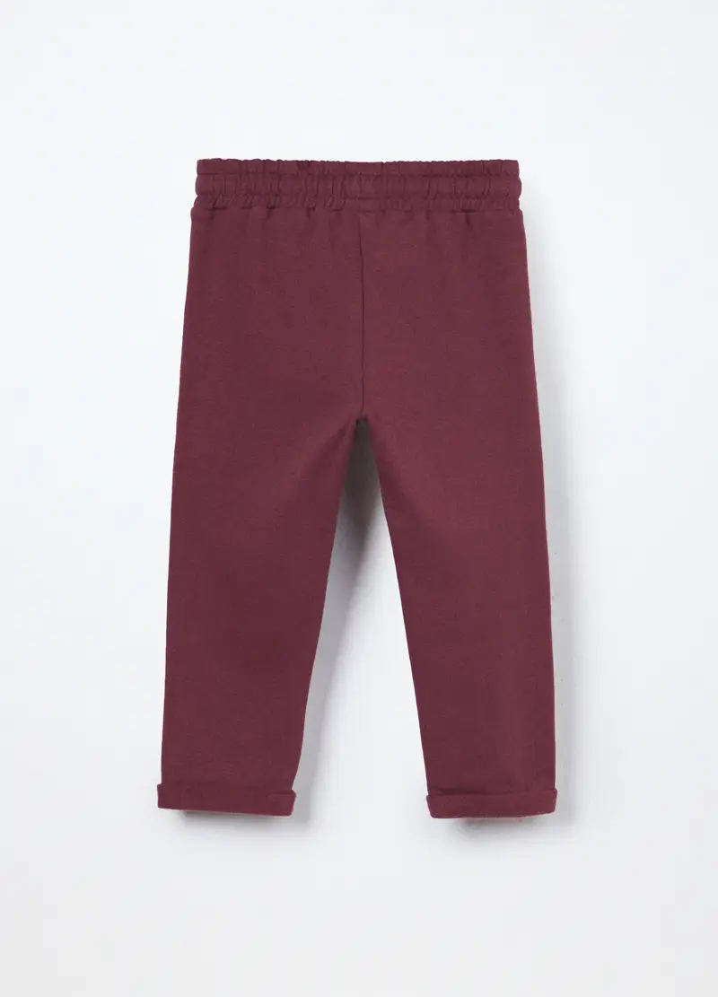 Jogger In Felpa Di Cotone Stretch Neonata, Bambina, Rosso scuro miniatura 2