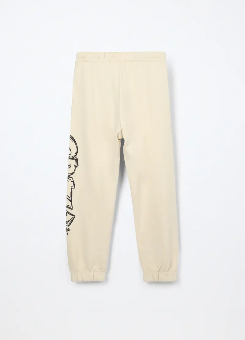 Jogger In Felpa Di Puro Cotone Ragazzo, Bambino, Bianco avorio miniatura 2