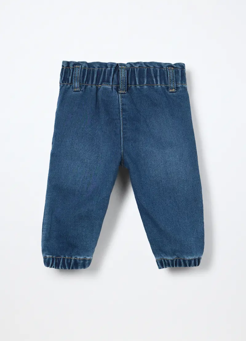 Jogger In French Terry Denim Neonata, Blu denim miniatura 2