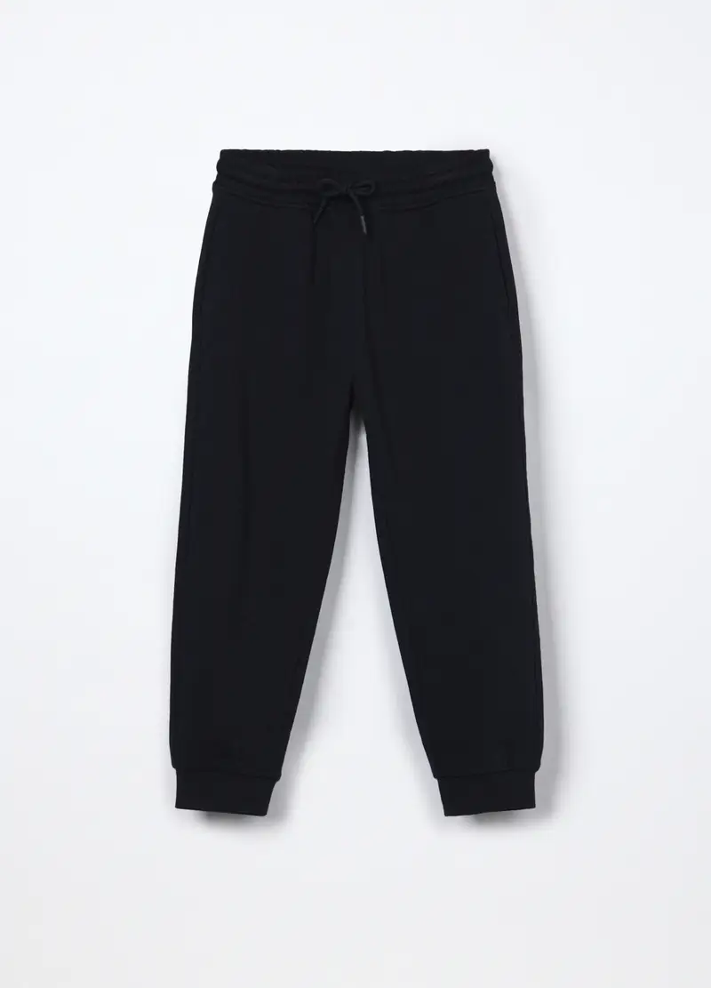 Jogger In French Terry Di Cotone Bambino, Blu scuro