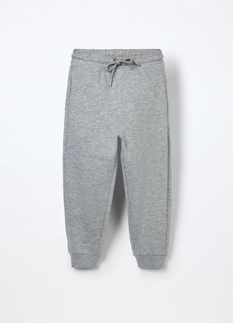 Jogger In French Terry Di Cotone Bambino, Grigio chiaro melange