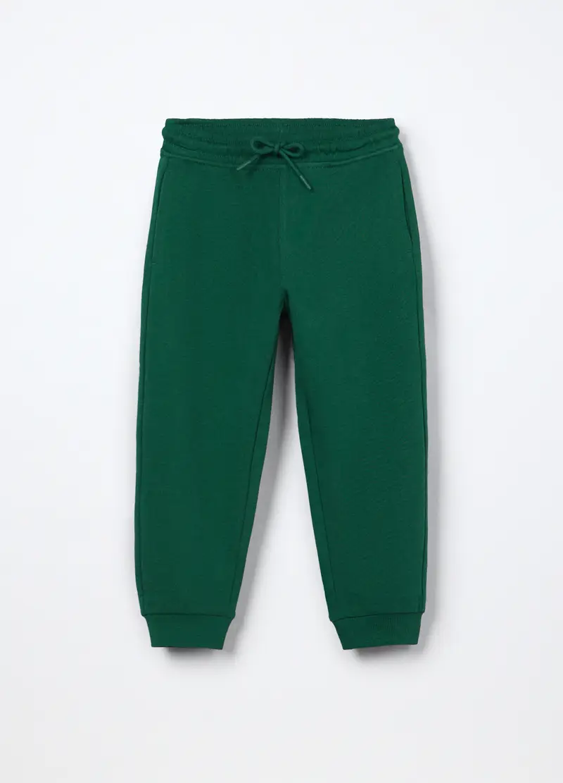 Jogger In French Terry Di Cotone Bambino, Verde scuro