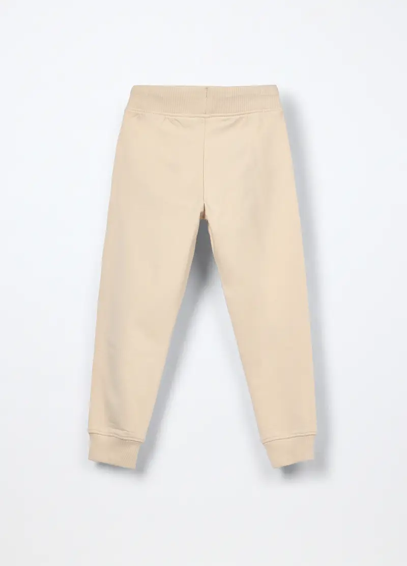 Jogger In French Terry Di Cotone Stretch Bambina, Beige chiaro miniatura 2