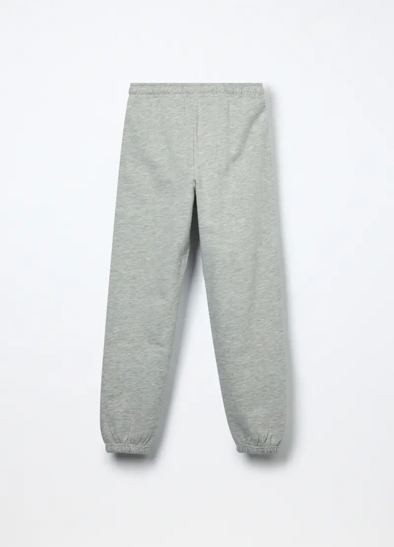 Jogger In French Terry Di Puro Cotone Bambina, Grigio chiaro melange miniatura 2