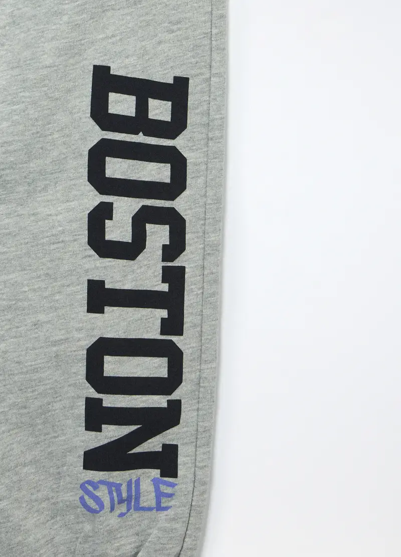 Jogger In French Terry Di Puro Cotone Bambina, Grigio chiaro melange miniatura 3