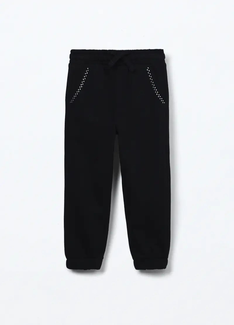 Blukids, Jogger In French Terry Di Puro Cotone Bambina, Nero, Taglia: 3-4