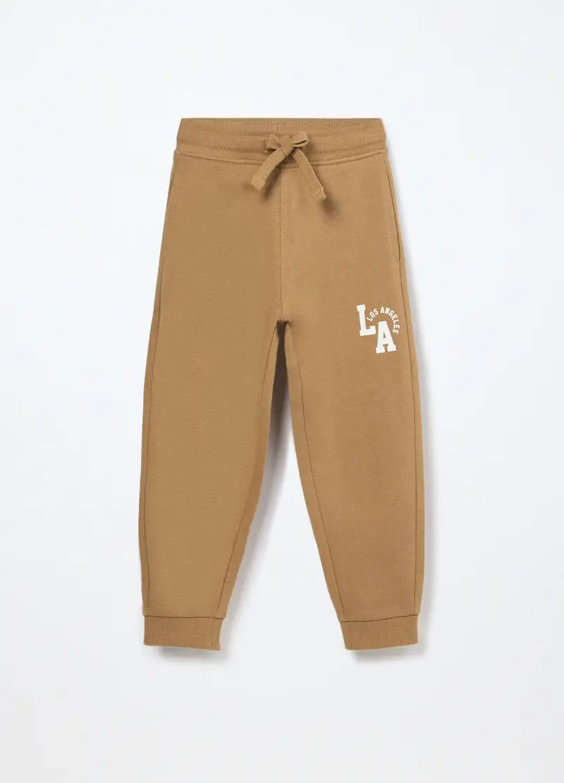 Blukids, Jogger In French Terry Di Puro Cotone Bambino, Beige scuro, Taglia: 3-4