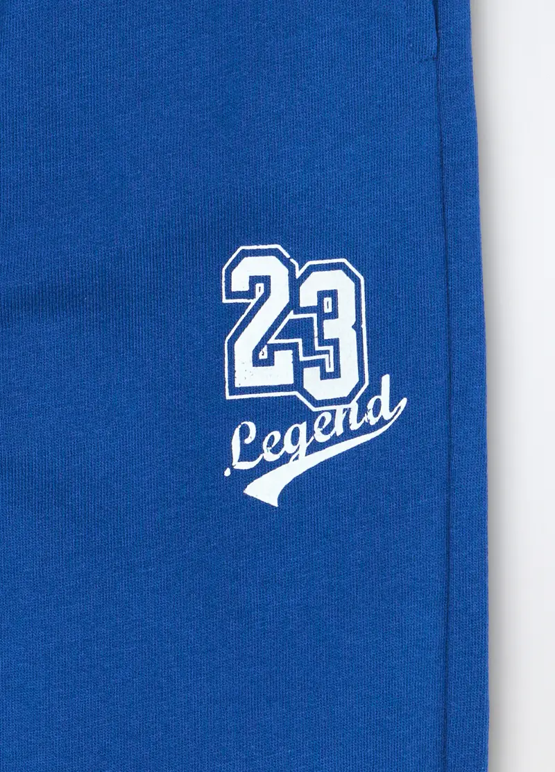 Jogger In French Terry Di Puro Cotone Bambino, Blu elettrico miniatura 3