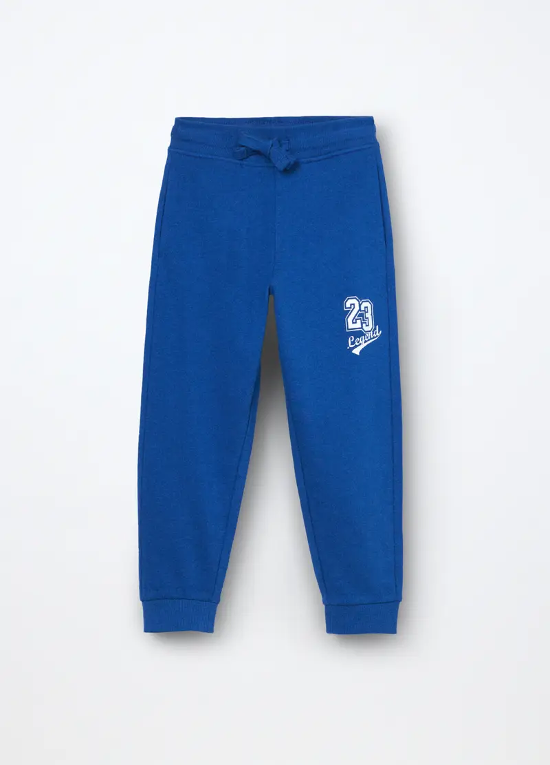 Jogger In French Terry Di Puro Cotone Bambino, Blu elettrico