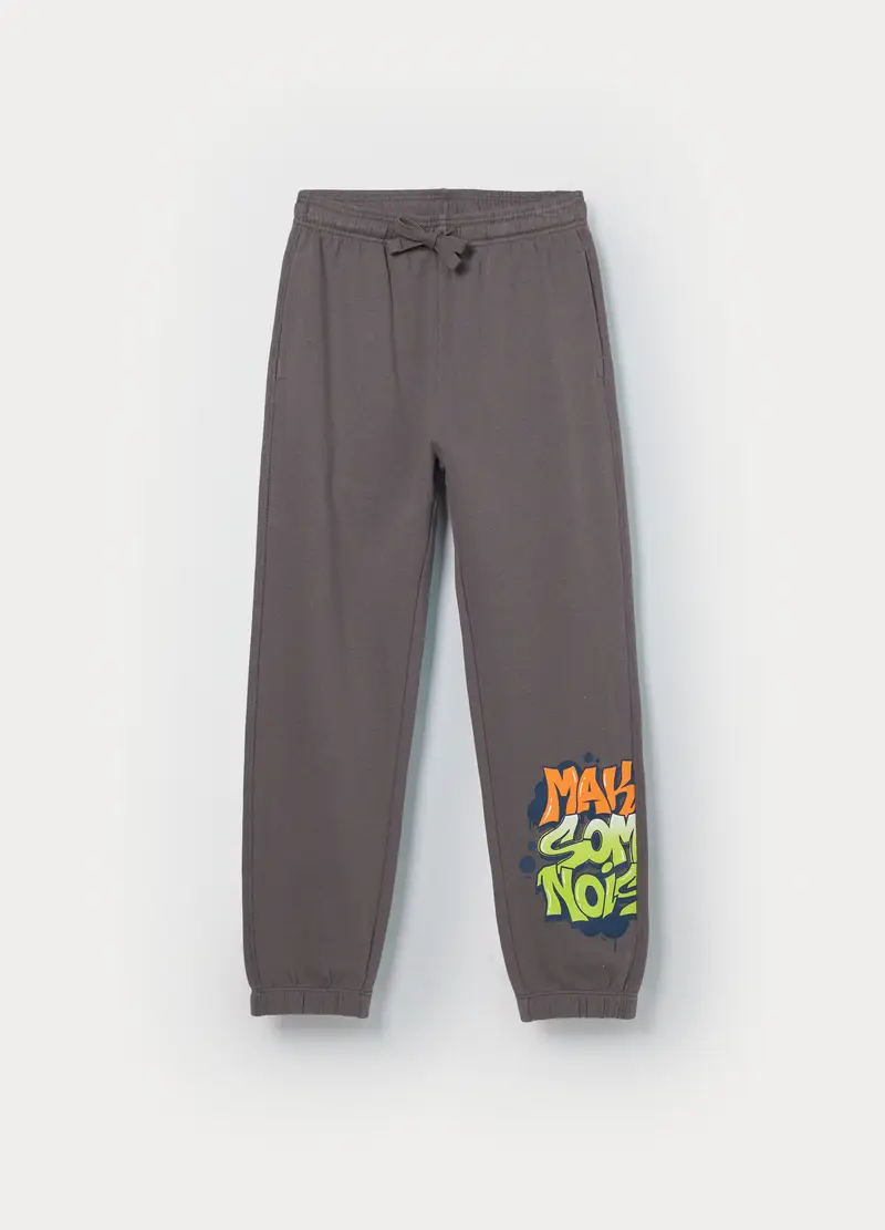 Jogger In French Terry Di Puro Cotone Bambino, Grigio chiaro