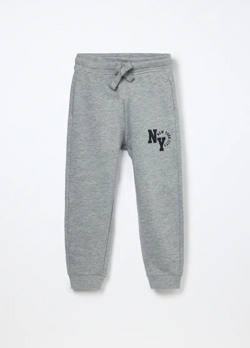 Jogger In French Terry Di Puro Cotone Bambino, Grigio chiaro melange