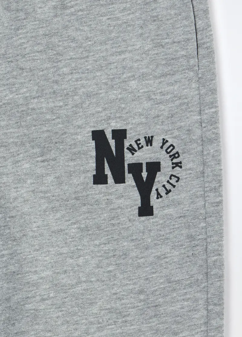 Jogger In French Terry Di Puro Cotone Bambino, Grigio chiaro melange miniatura 3