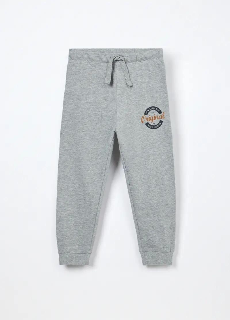 Jogger In French Terry Di Puro Cotone Bambino, Grigio chiaro melange