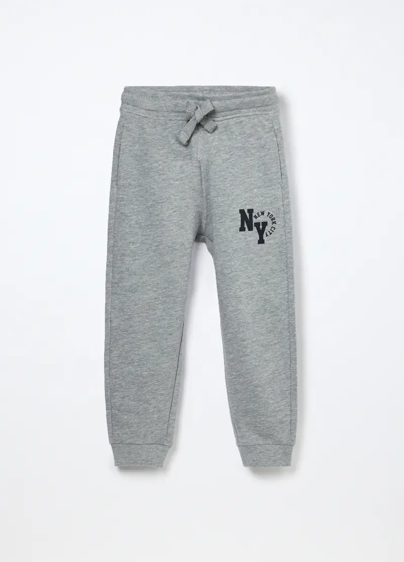 Blukids, Jogger In French Terry Di Puro Cotone Bambino, Grigio chiaro melange, Taglia: 3-4