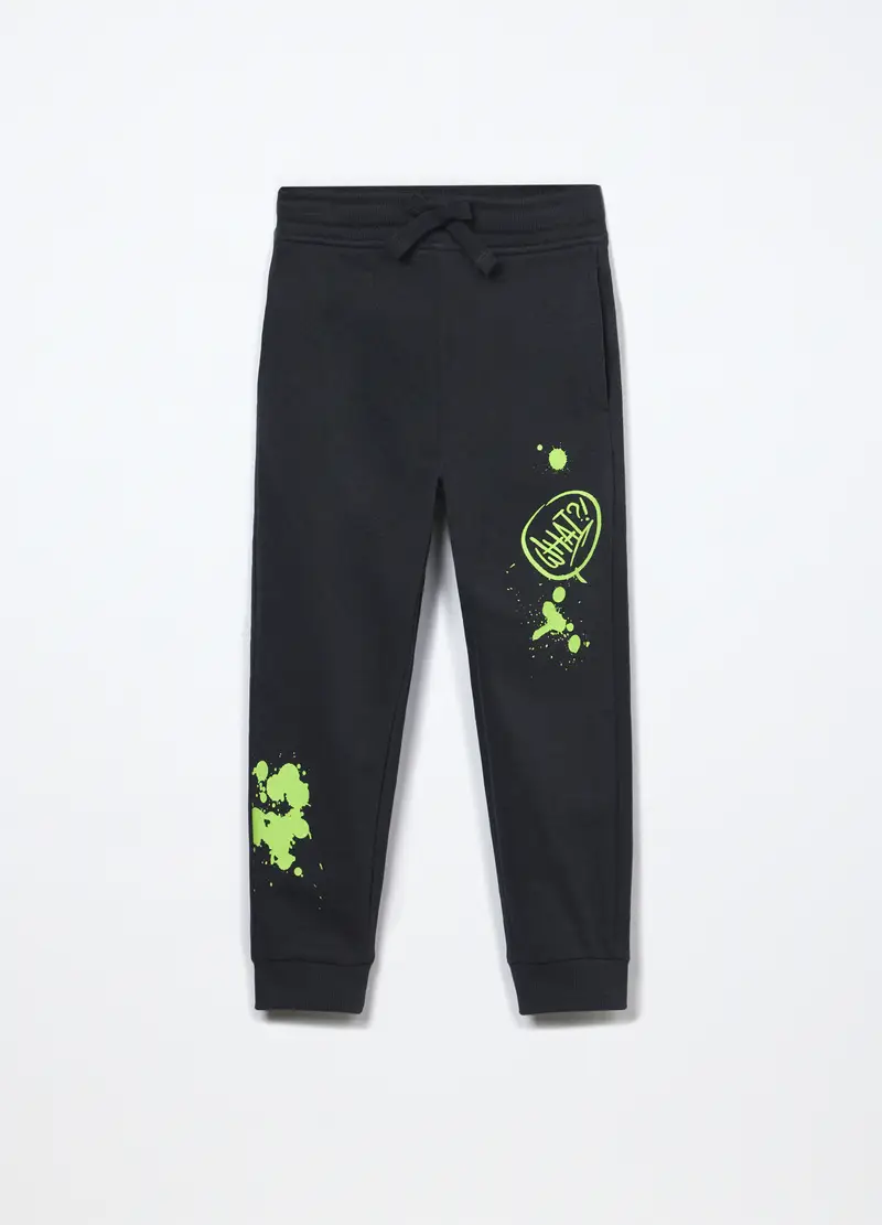 Blukids, Jogger In French Terry Di Puro Cotone Bambino, Grigio scuro, Taglia: 3-4