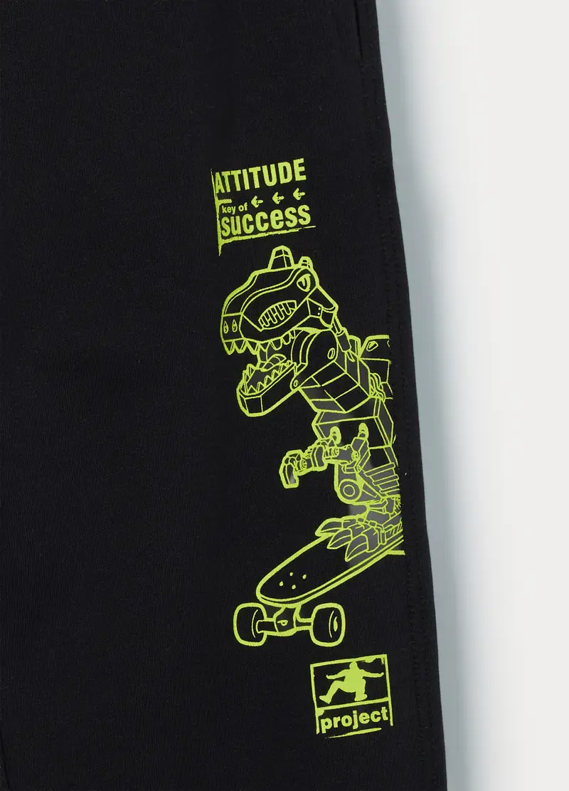 Jogger In French Terry Di Puro Cotone Bambino, Nero miniatura 3