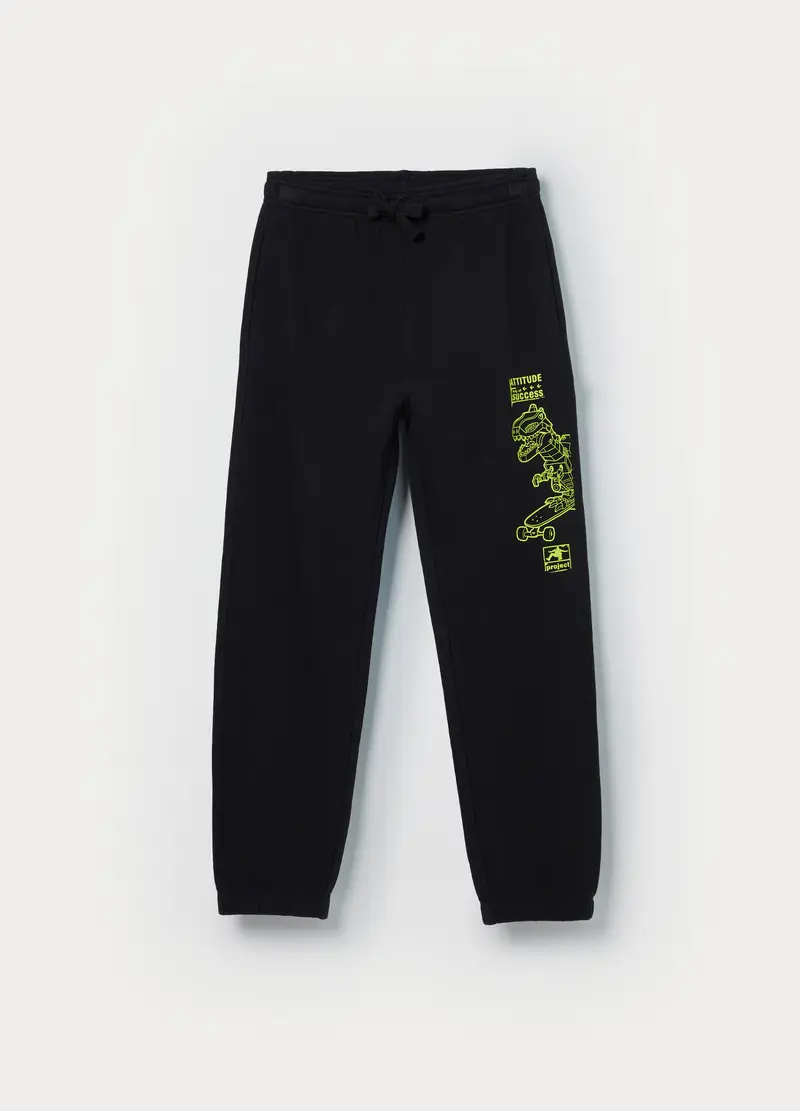 Jogger In French Terry Di Puro Cotone Bambino, Nero