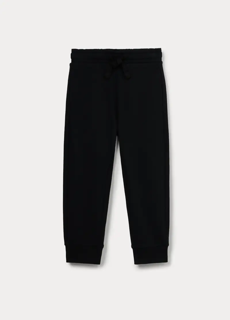 Jogger In French Terry Di Puro Cotone Bambino, Nero