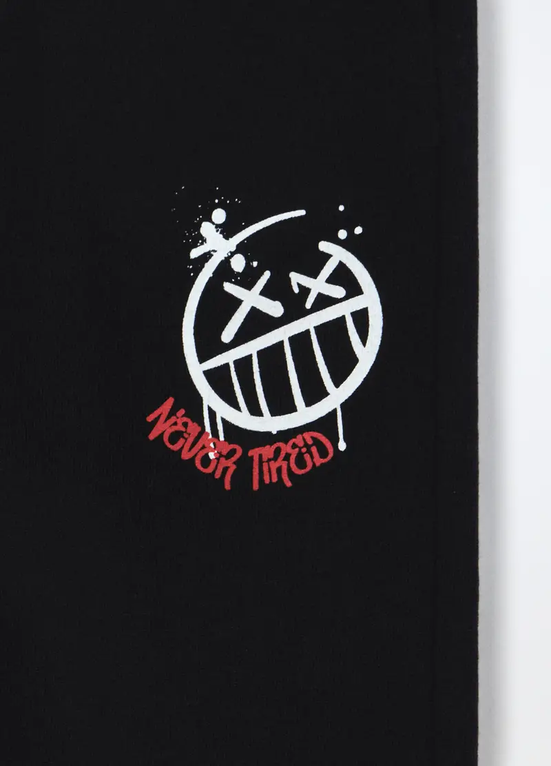 Blukids, Jogger In French Terry Di Puro Cotone Bambino, Nero stampa 1, Taglia: 3-4 miniatura 2