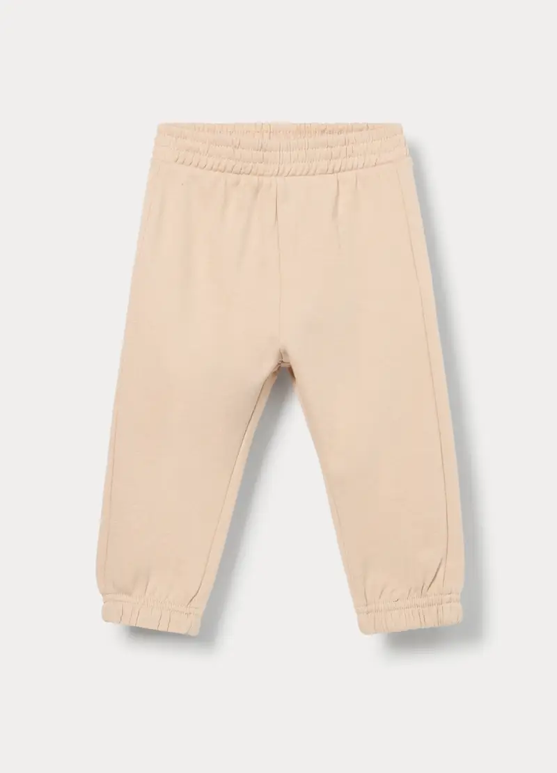 Jogger In French Terry Di Puro Cotone Bimba, Bambina, Beige chiaro