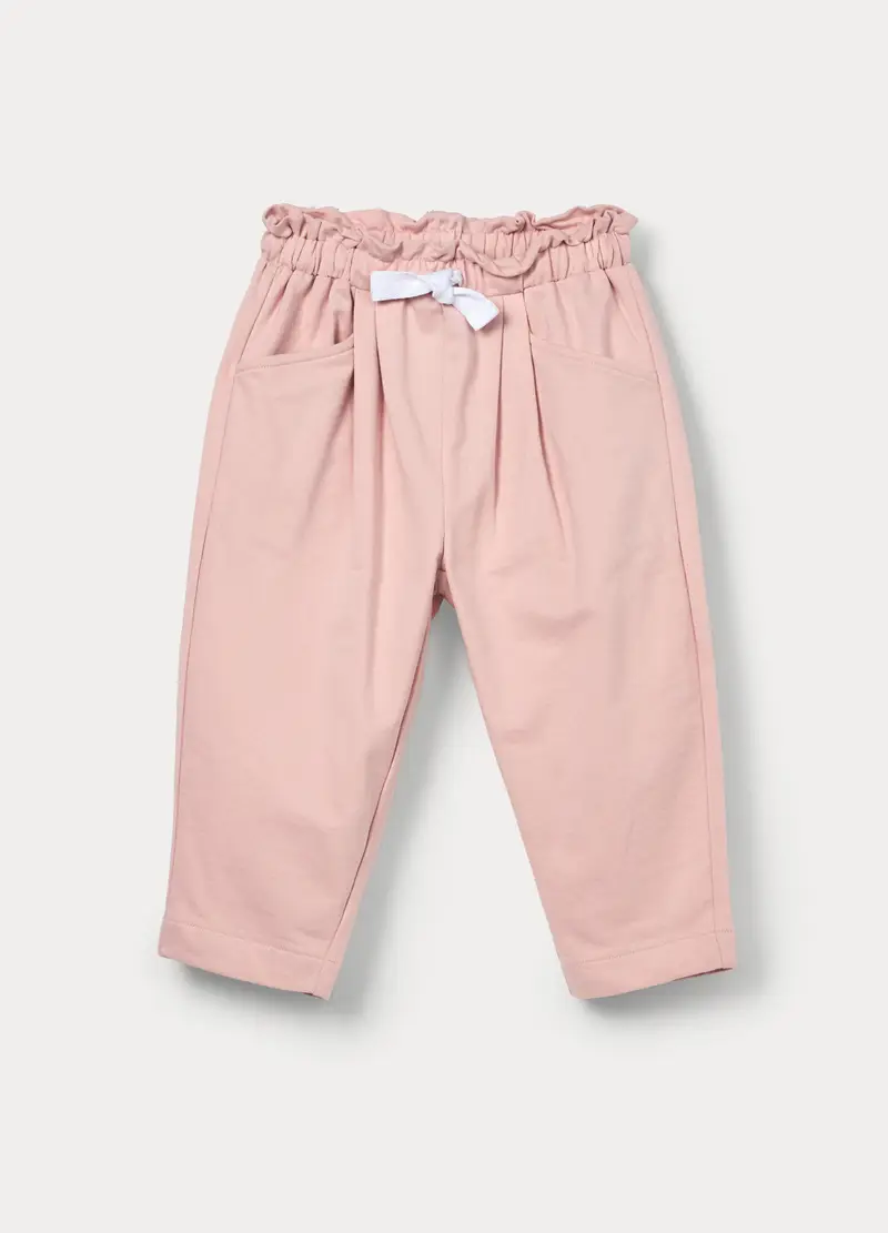 Jogger In French Terry Di Puro Cotone Bimba, Bambina, Rosa pastello
