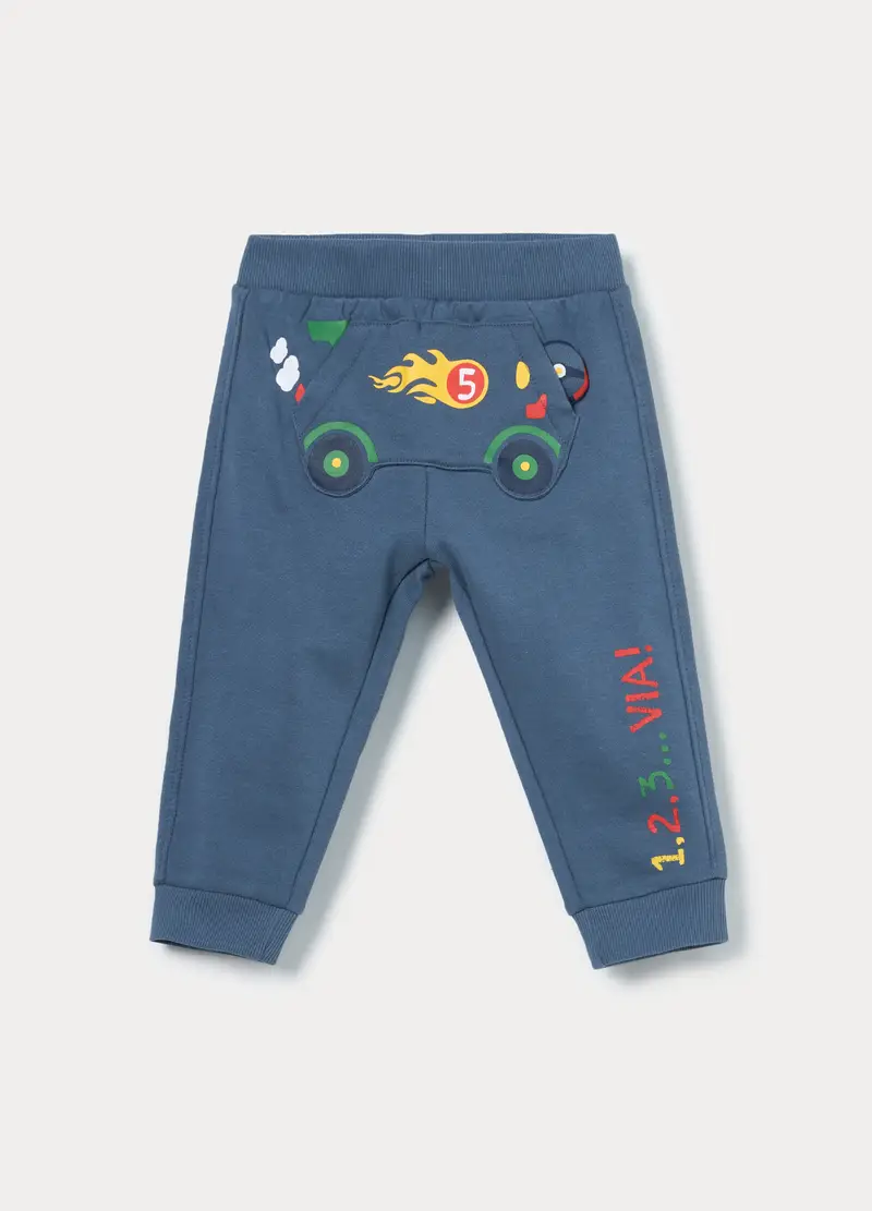 Jogger In French Terry Di Puro Cotone Bimbo, Bambino, Blu Bluette