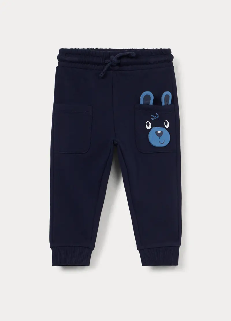 Jogger In French Terry Di Puro Cotone Bimbo, Bambino, Blu scuro